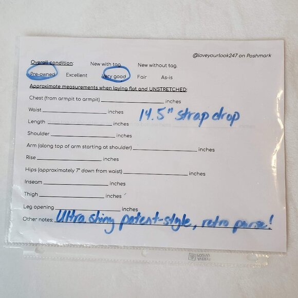 LIZ CLAIBORNE Shiny Patent Shoulder Bag Structured Retro Polka Dot Lining - Picture 15 of 15